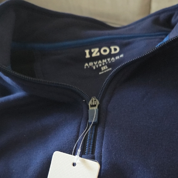 Izod Men's Deep Blue Zip-Up Sweater - Picture 2 of 4